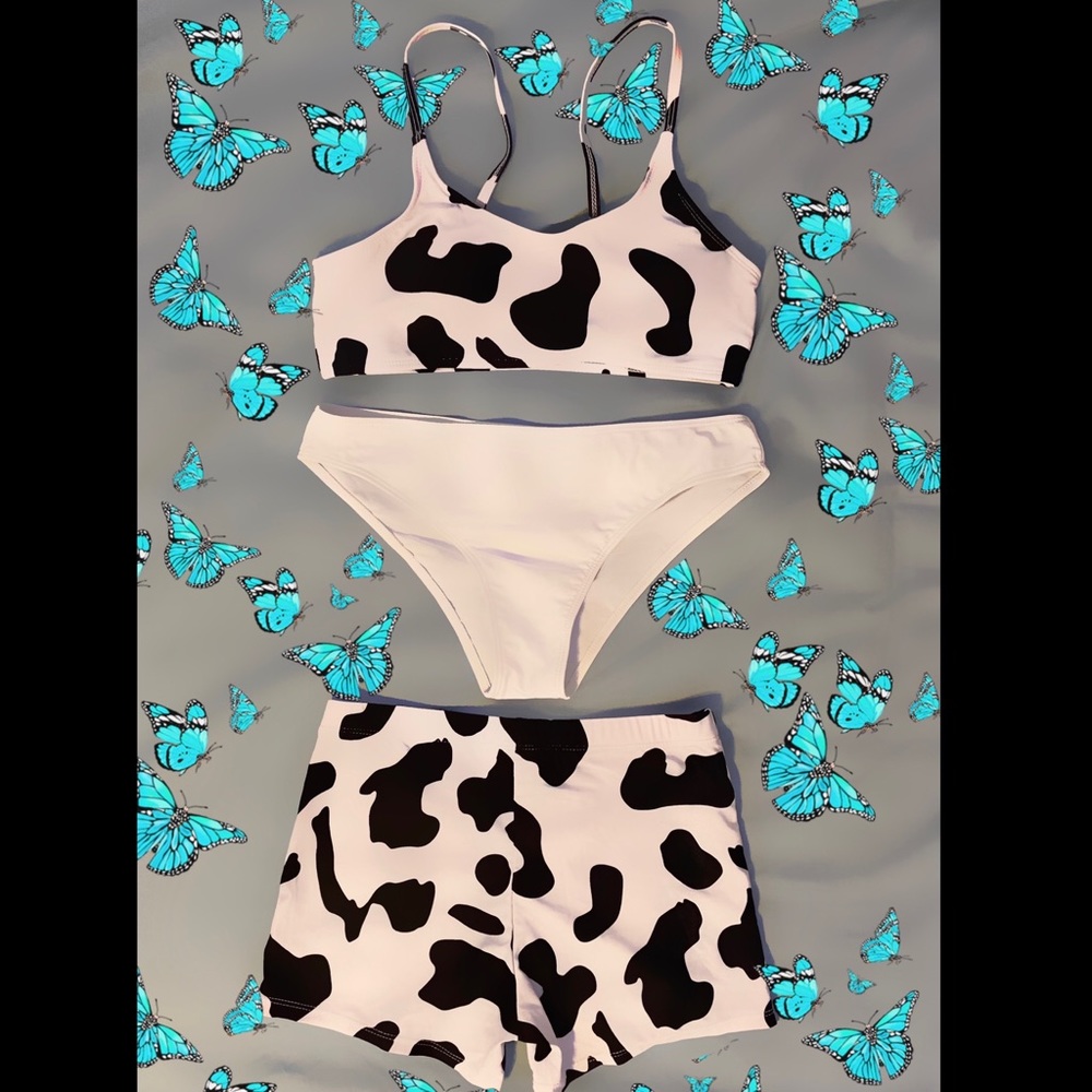 SUPER CUTE, THREE PIECE COW PRINT BATHING SUIT!!!!